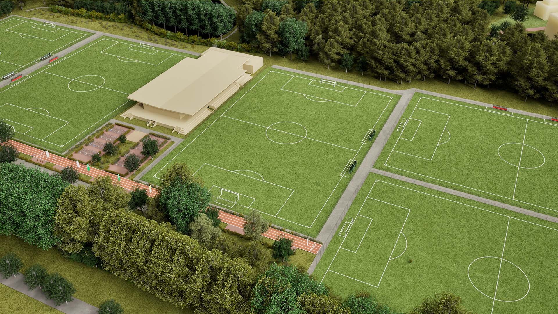 Clubhuis en voetbalvelden